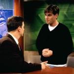 Aaron Sorkin (right) talks with Josh Charles on the set of ABC's ?Sports Night? in 1999. 